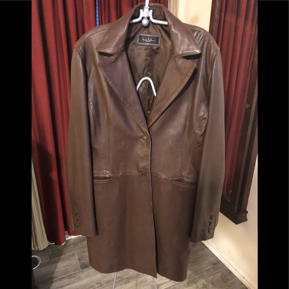 Nicole Miller Genuine Brown Leather Jacket